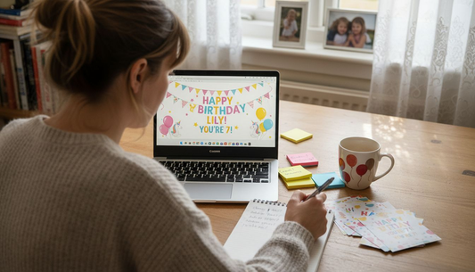 Parent personalising birthday banner online