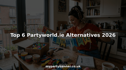 Woman preparing party supplies at kitchen table