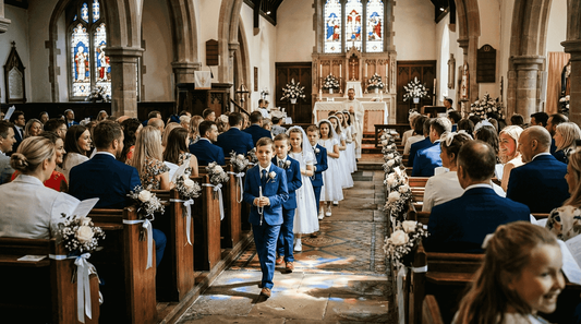Children entering church for First Communion ceremony