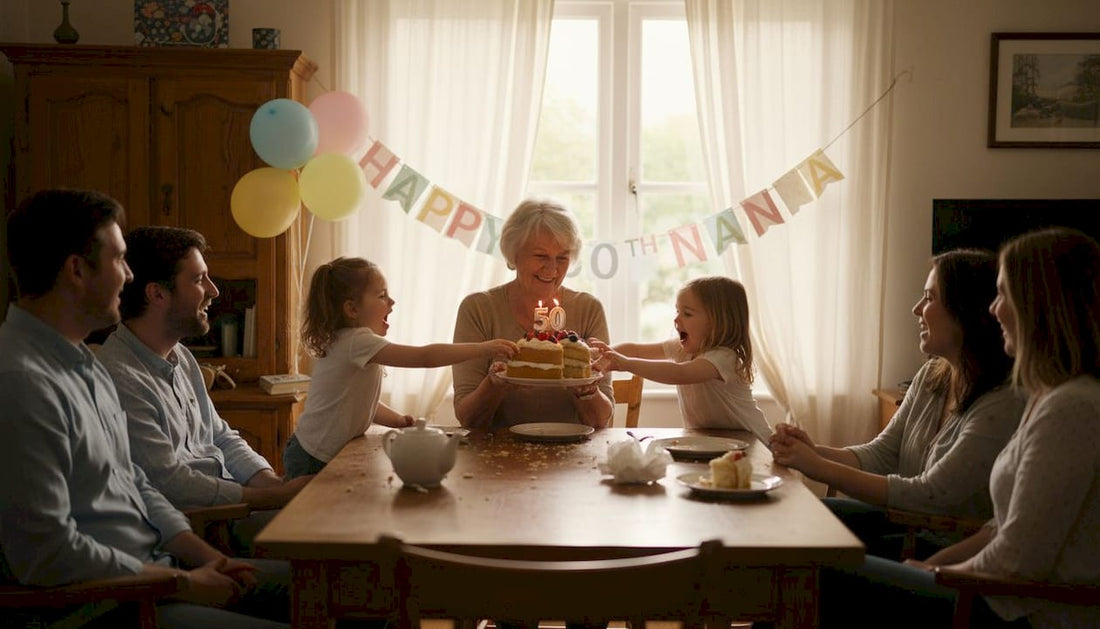 Family celebrating milestone at home