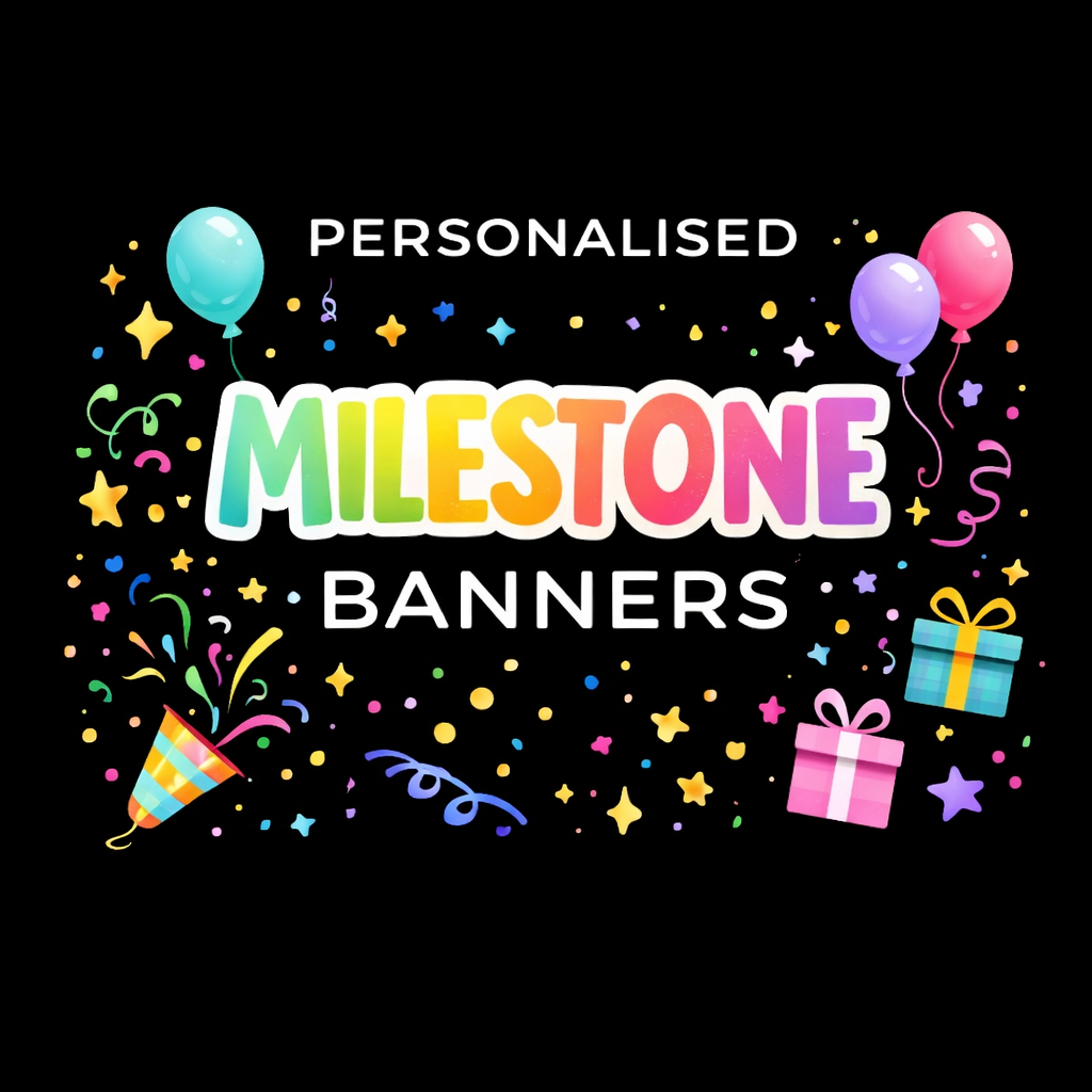 Personalised milestone birthday party banner collection