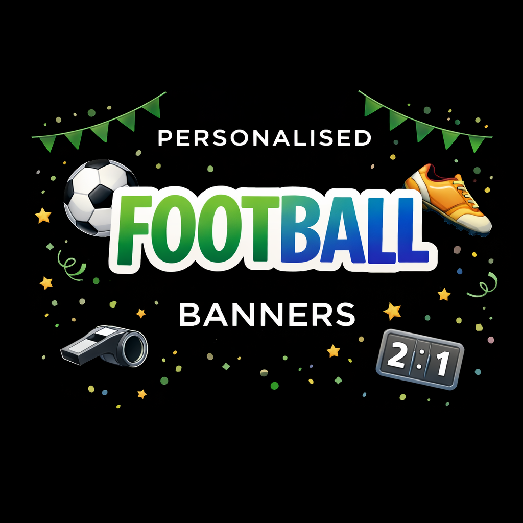 Personalised football banner with custom name and football themed design