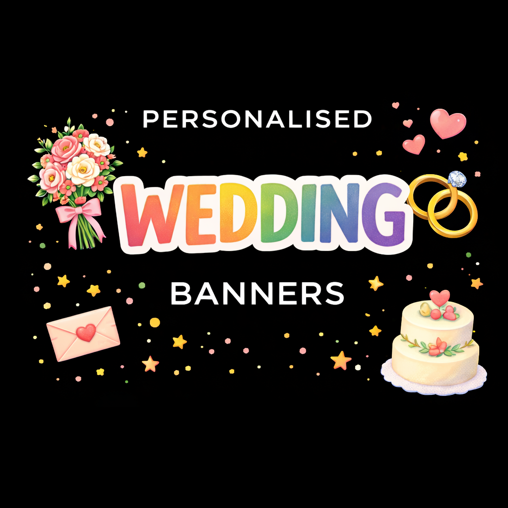 Personalised wedding banner with custom names and elegant design