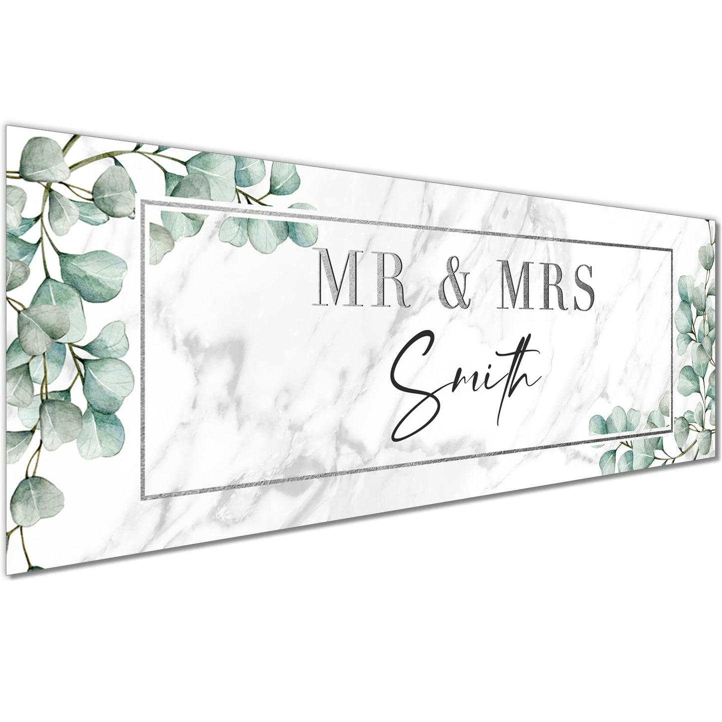 Personalised Wedding Banner - White Leaf Design Theme