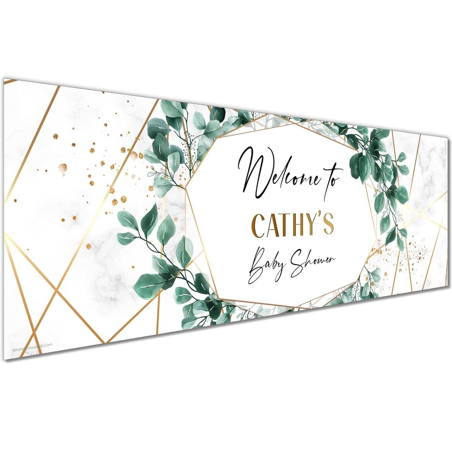 Personalised Baby Shower Banner - Botanical Leaf Design Theme