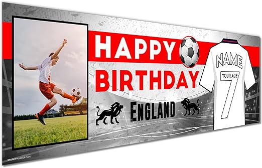 Personalised Birthday Banner - England Football Team Theme