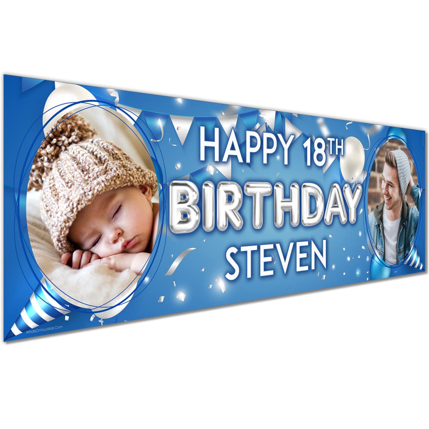 Personalised Birthday Banner - Blue Theme