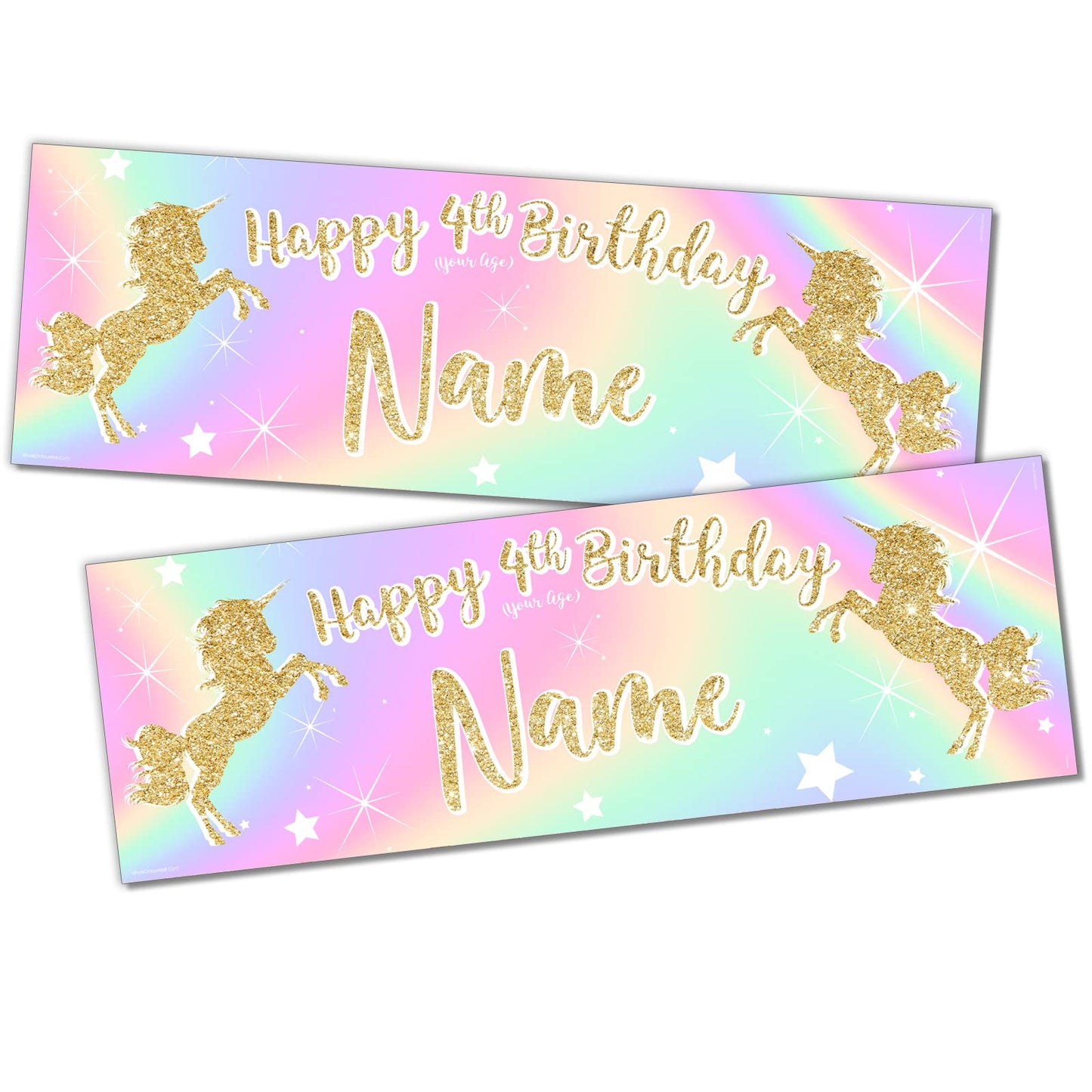 Personalised Birthday Banner - Unicorn Rainbow Theme Theme