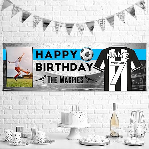 Personalised Birthday Banner - The Magpies Football Theme