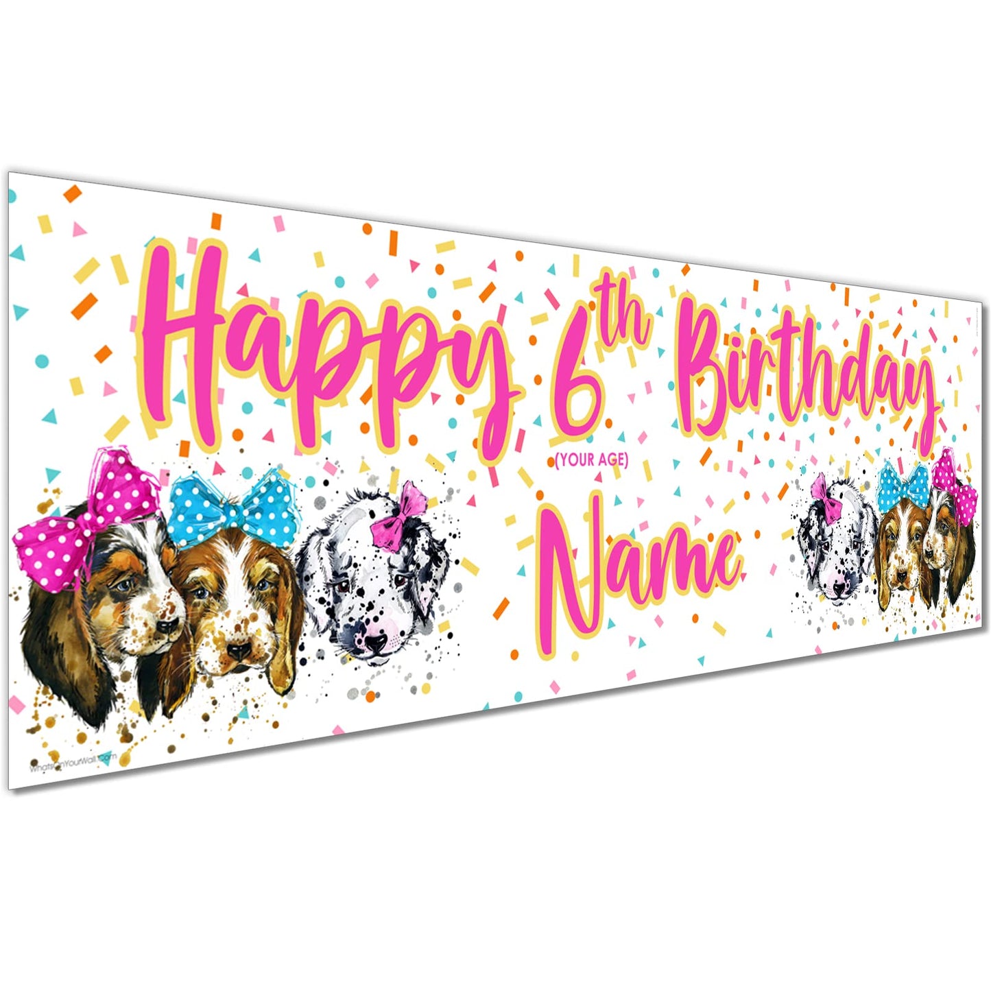 Personalised Birthday Banner - Pink Dogs Theme Theme