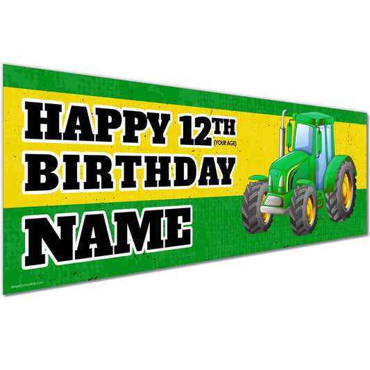 Personalised Birthday Banner - Green Tractor Theme Theme