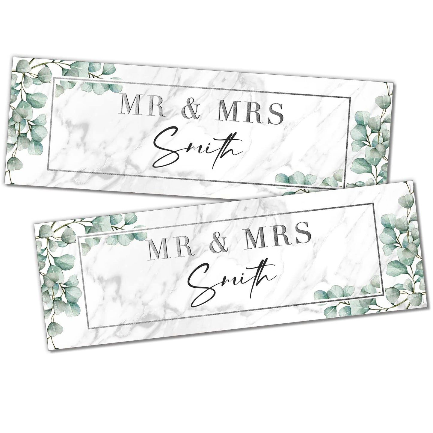 Personalised Wedding Banner - White Leaf Design Theme