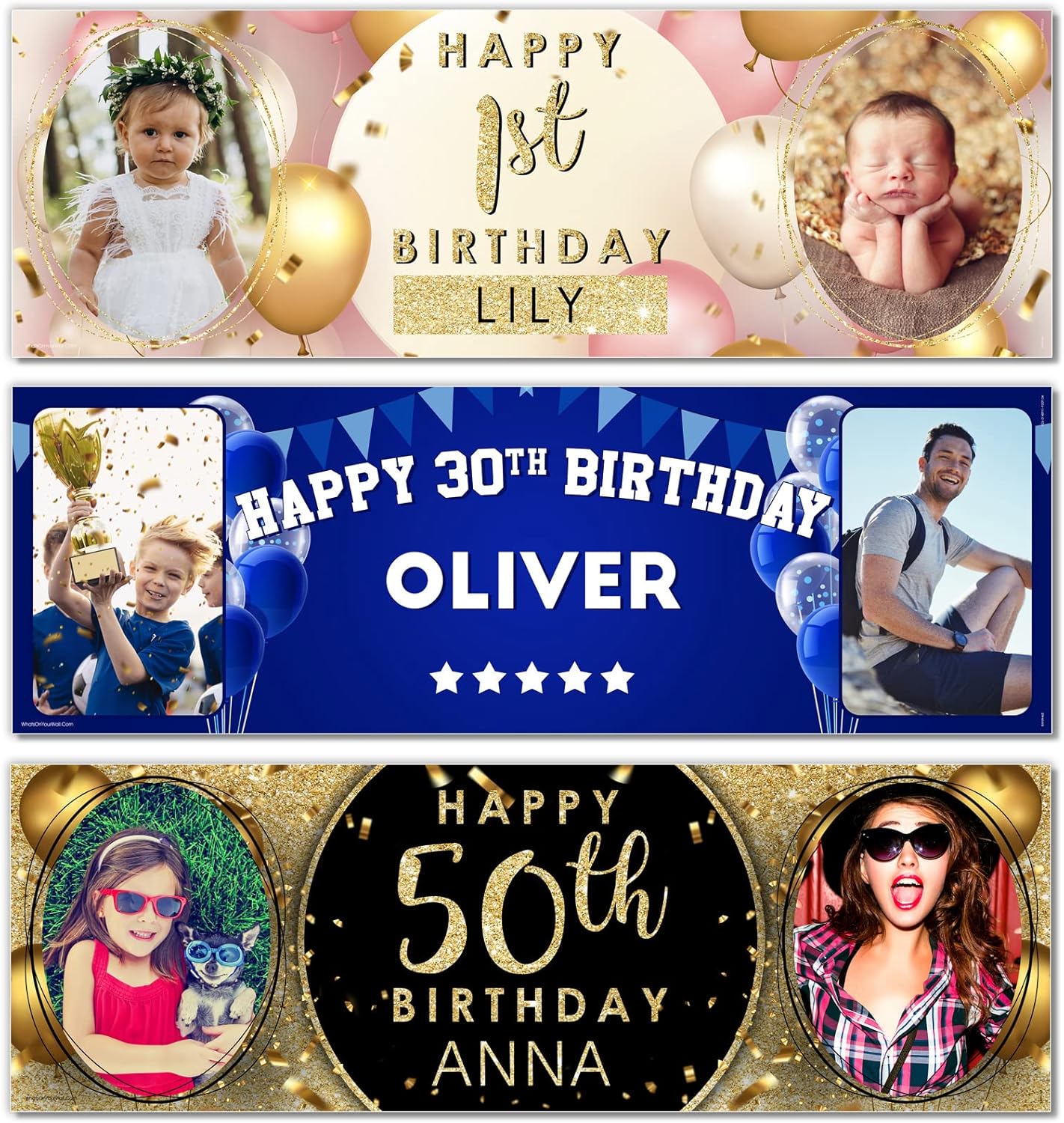 Personalised Birthday Banner - Blue Theme