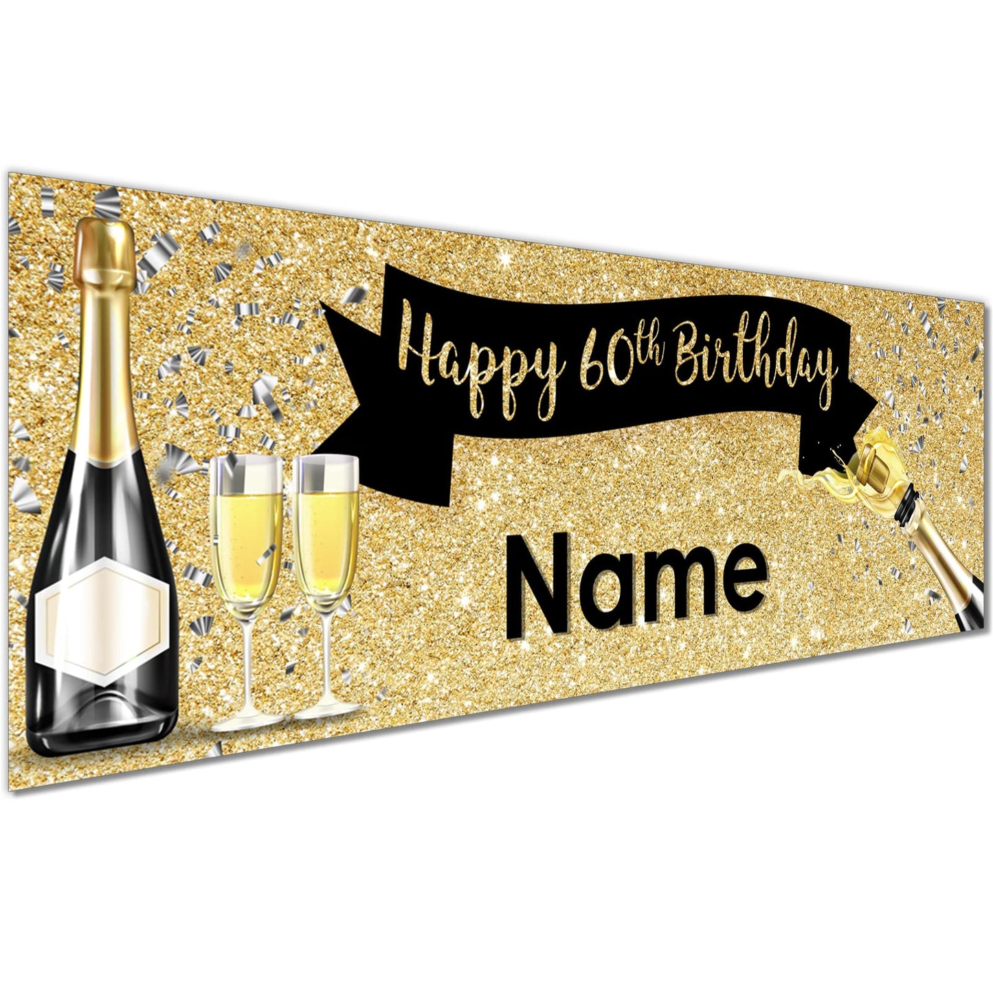 Personalised Birthday Banner - Champagne Design Theme