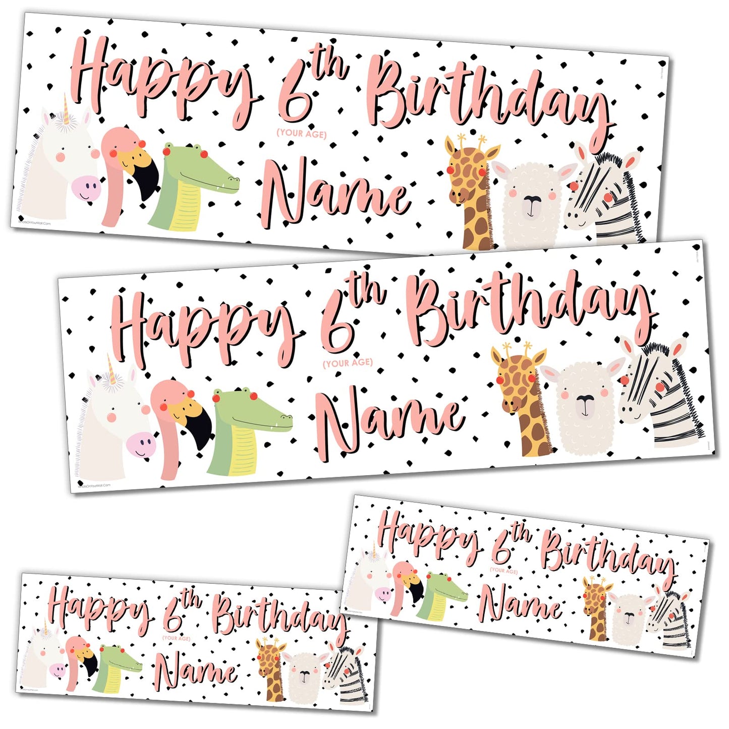 Personalised Birthday Banner - White Safari Theme Theme