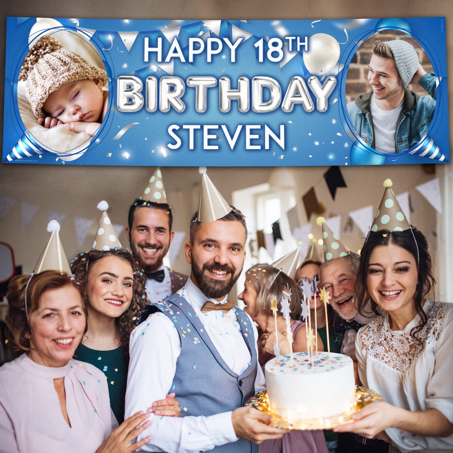 Personalised Birthday Banner - Blue Theme