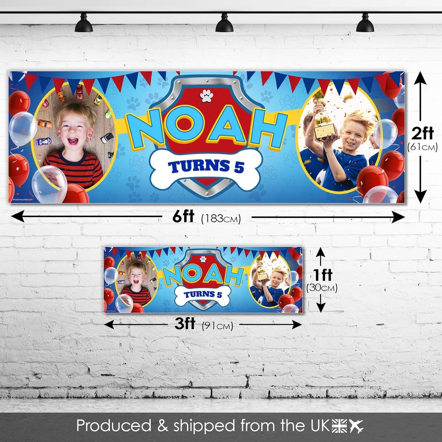 Personalised Birthday Banner - Blue Decoration Paw Theme