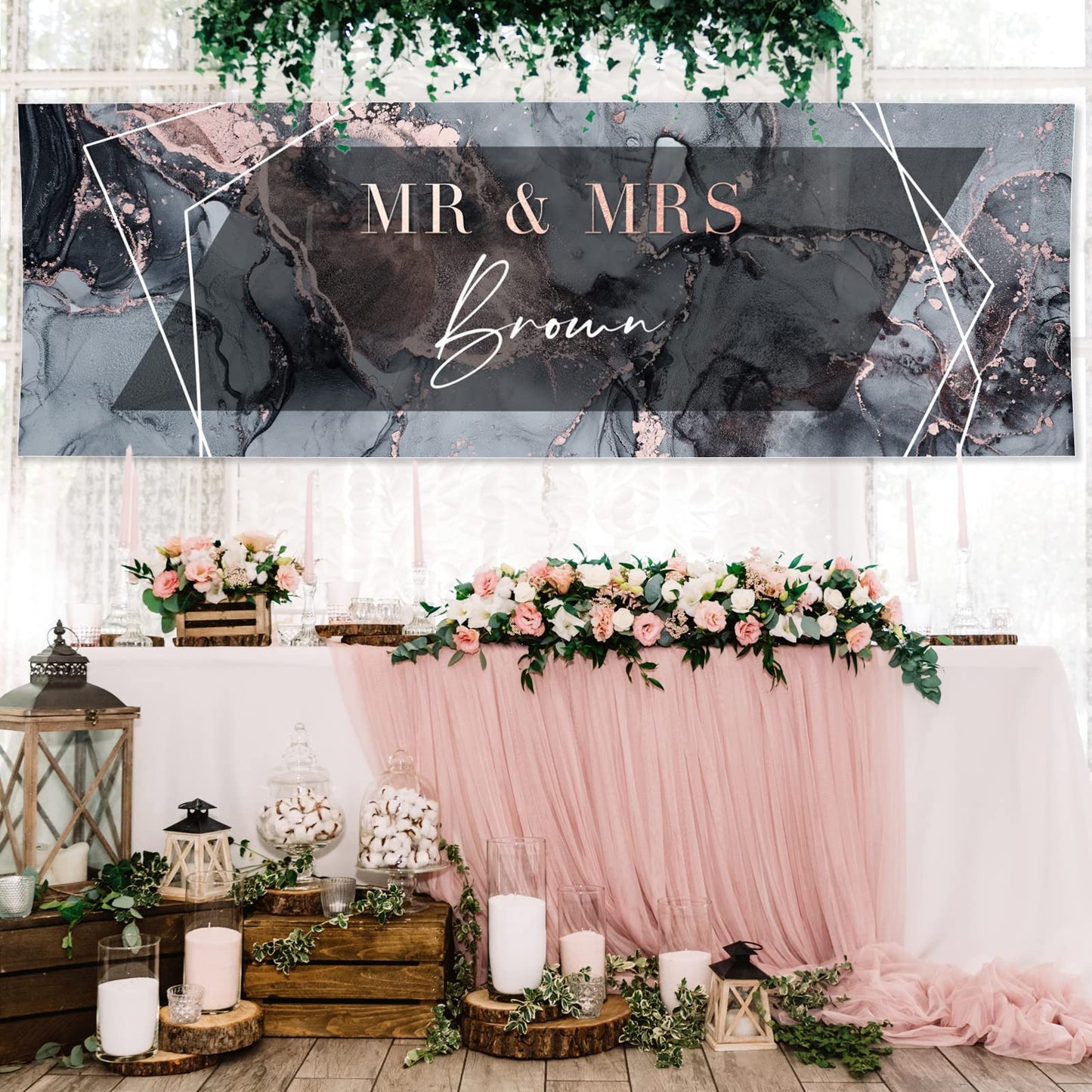 Personalised Wedding Banner - Marble Design Theme