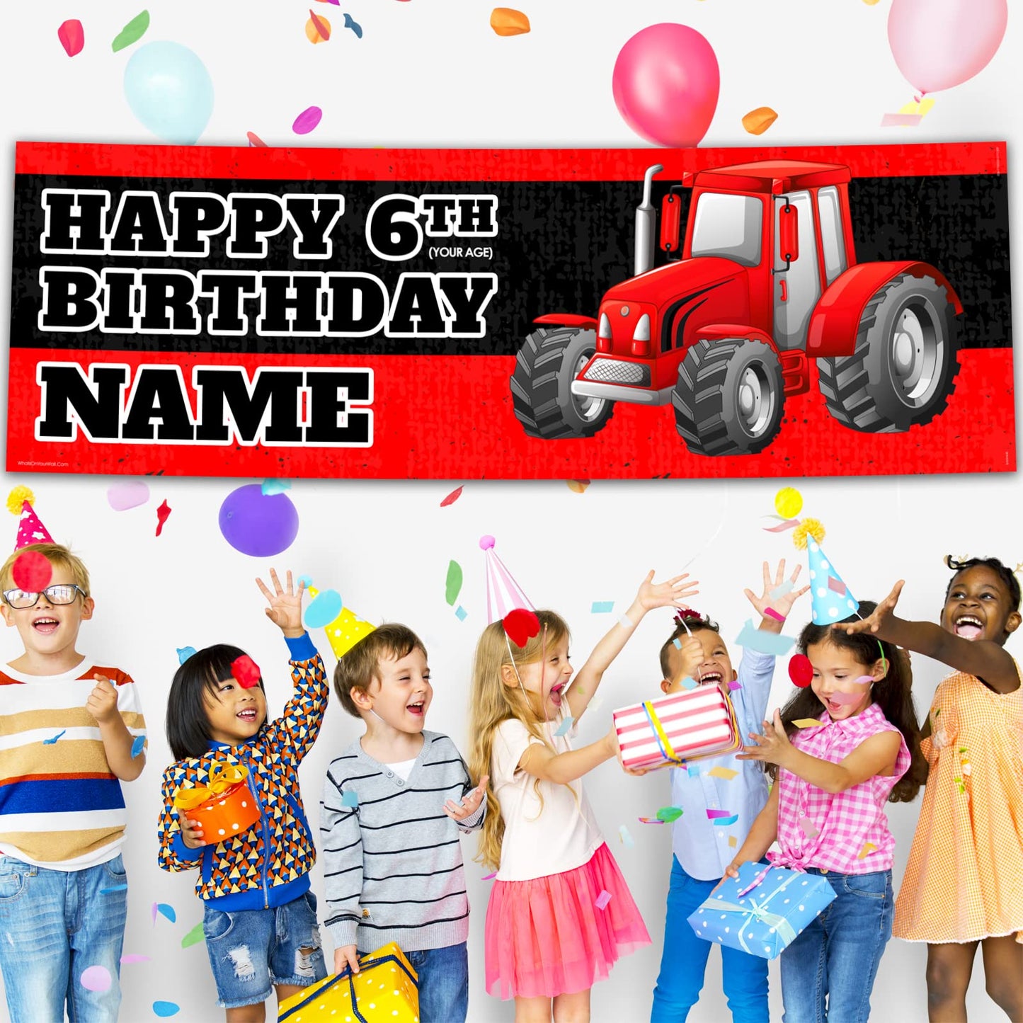 Personalised Birthday Banner - Red Tractor Theme Theme