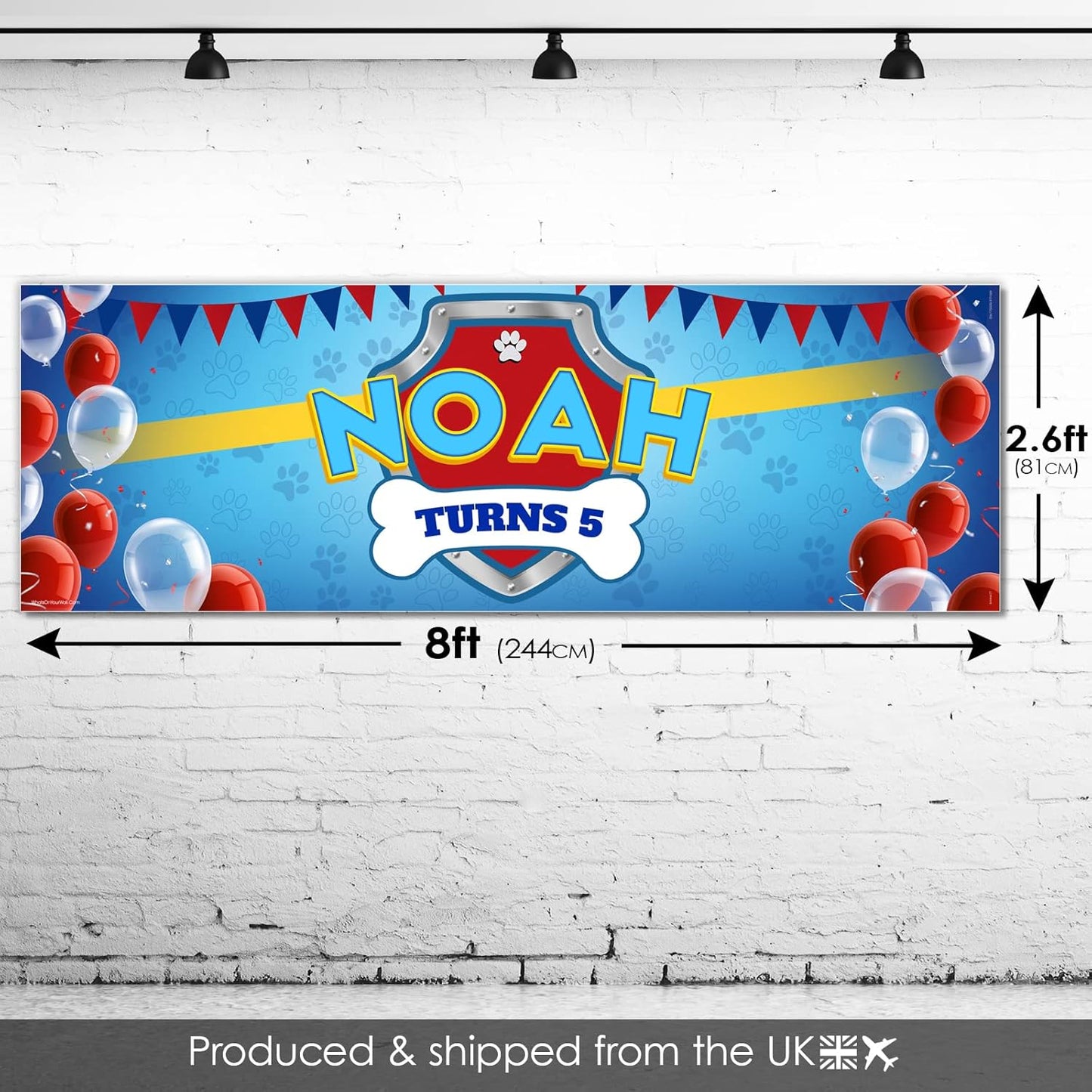 Personalised Birthday Banner - Blue Paw Print Theme Theme