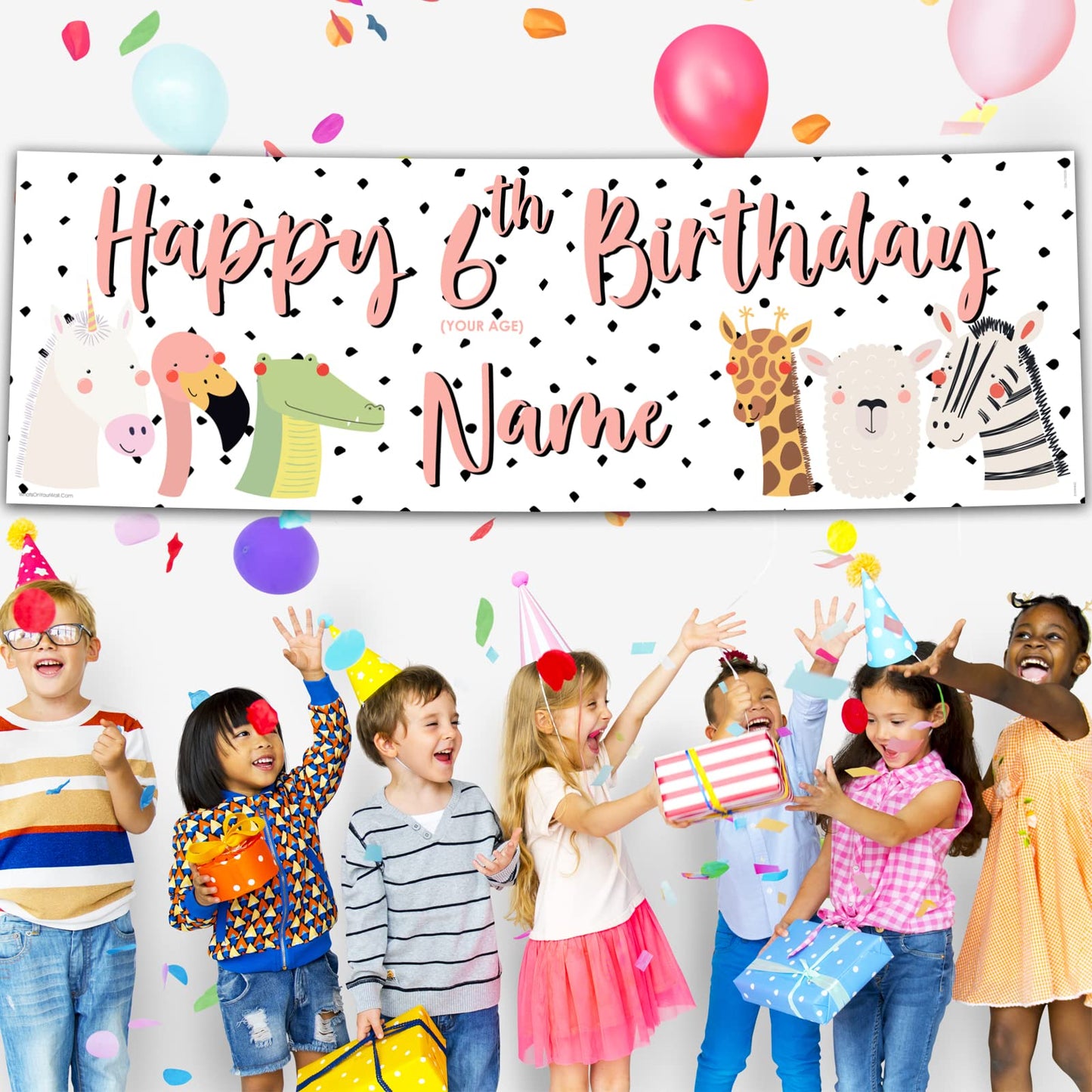 Personalised Birthday Banner - White Safari Theme Theme