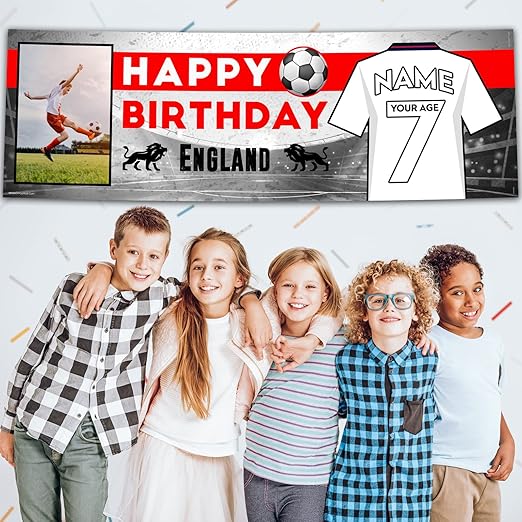 Personalised Birthday Banner - England Football Team Theme